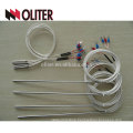 OEM flexible cable silvery shielded three wire probe sensor rtd pt100 temperature sensor